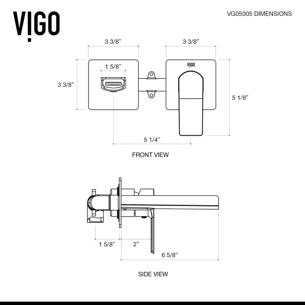 VIGO VG05005CH Atticus Single Handle Wall Mount Bathroom Faucet in Chrome
