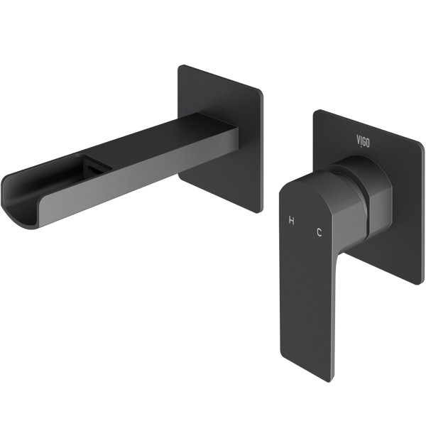 VIGO VG05005MB Atticus Single Handle Wall Mount Bathroom Faucet in Matte Black