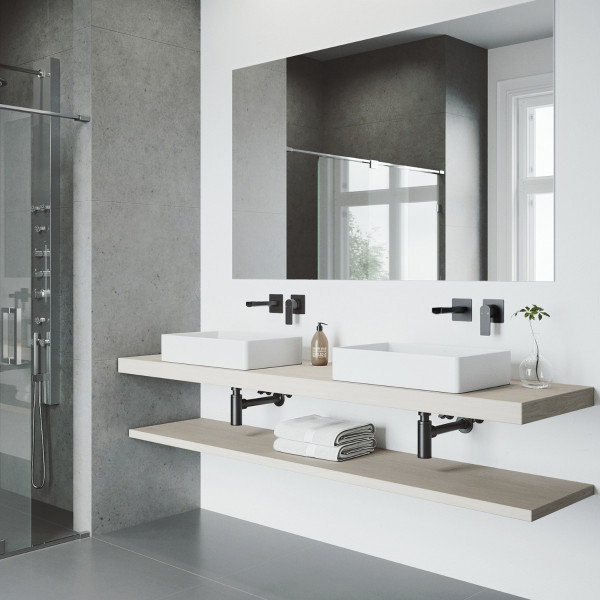 VIGO VG05005MB Atticus Single Handle Wall Mount Bathroom Faucet in Matte Black