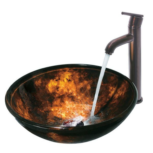 Vigo VG07004 17''. Above Counter Round Glass Vessel