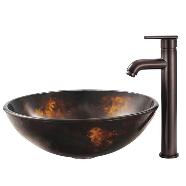 Vigo VG07004 17''. Above Counter Round Glass Vessel