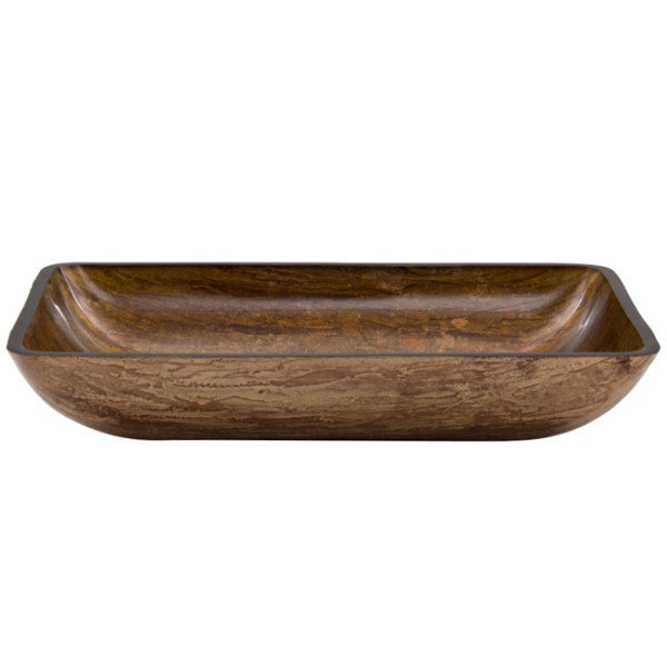 VIGO VG07046 Rectangular Amber Sunset Glass Vessel Bathroom Sink