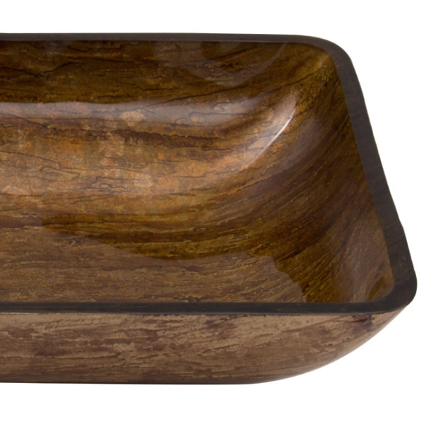 VIGO VG07046 Rectangular Amber Sunset Glass Vessel Bathroom Sink