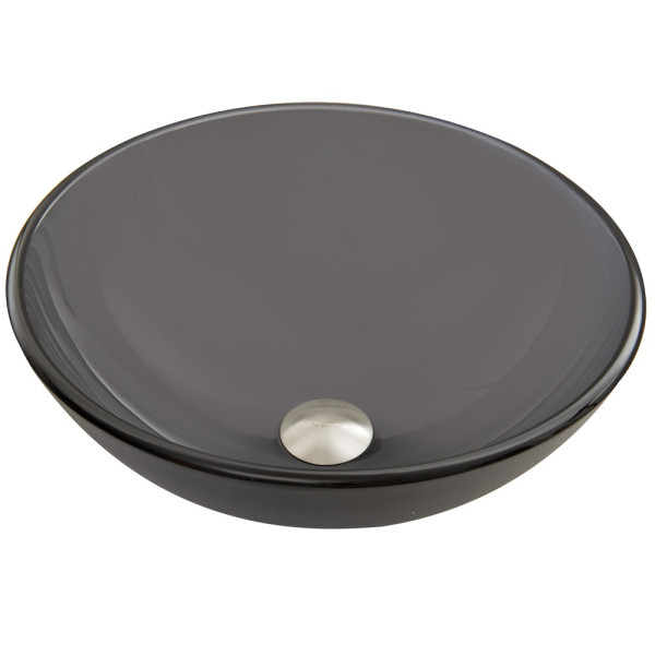 VIGO VG07062 Sheer Black Frost Round Solid Tempered Glass Vessel Sink