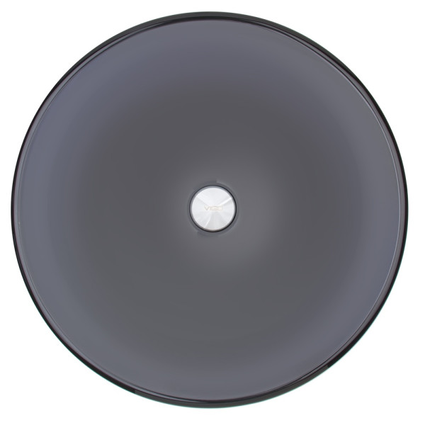 VIGO VG07062 Sheer Black Frost Round Solid Tempered Glass Vessel Sink