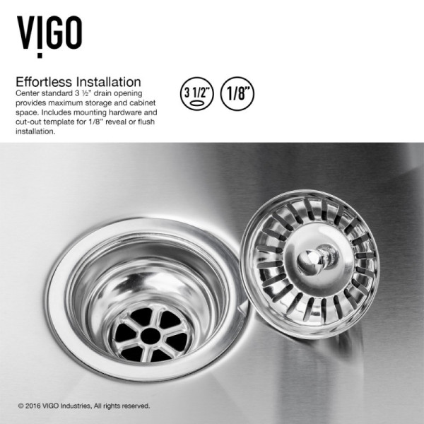 VIGO VG3019CK1 30" Undermount Stainless Kitchen Sink With Grid and Strainer