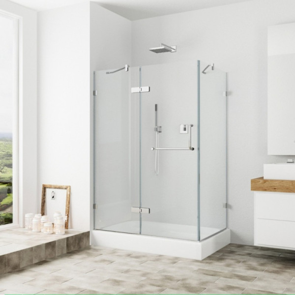 VIGO VG6011CL36WL Monteray Frameless Hardware Shower Enclosure w/ Left Base