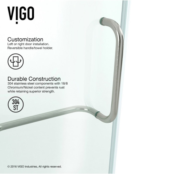 VIGO VG6011CL36WL Monteray Frameless Hardware Shower Enclosure w/ Left Base