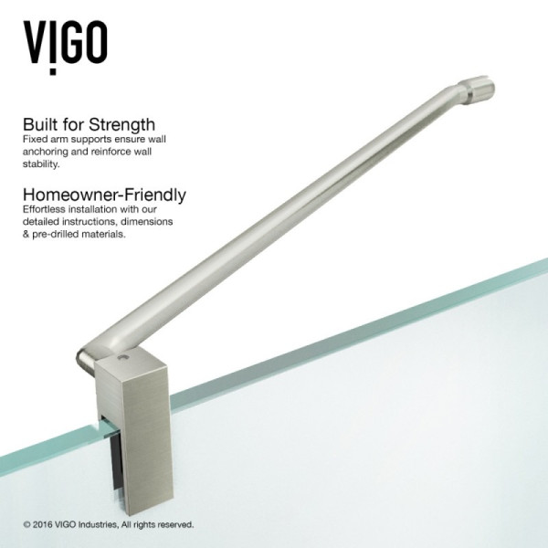 VIGO VG6011CL36WL Monteray Frameless Hardware Shower Enclosure w/ Left Base