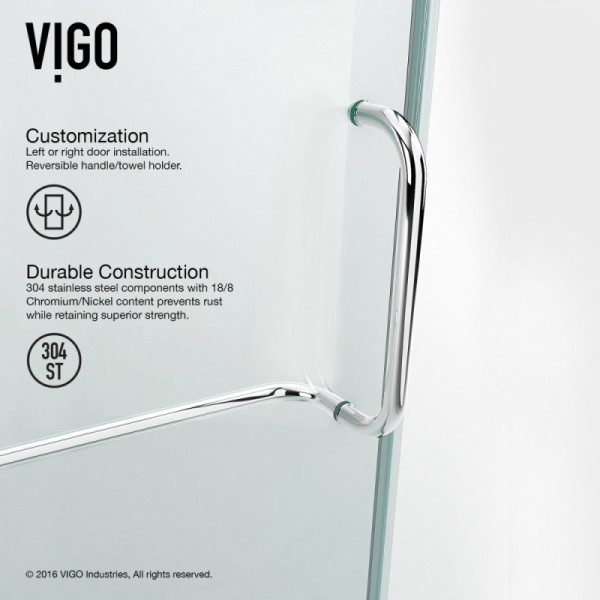 VIGO VG6011CL36WL Monteray Frameless Hardware Shower Enclosure w/ Left Base