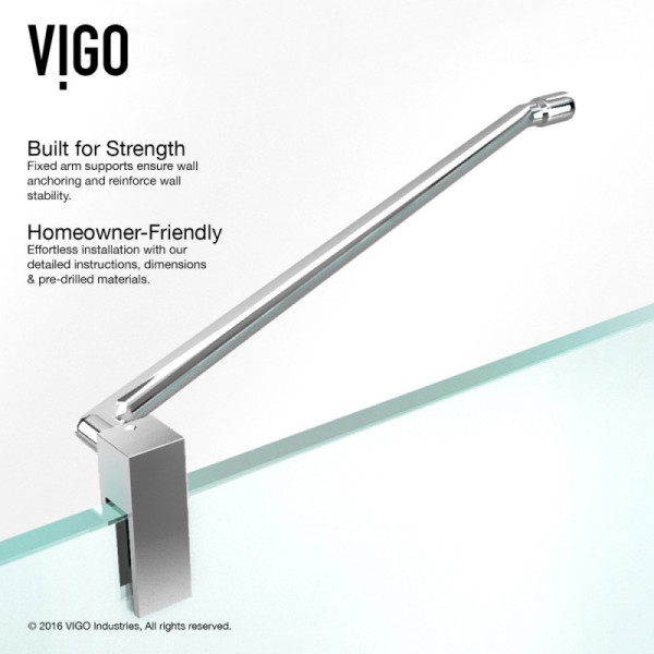 VIGO VG6011CL36WR Monteray Frameless Shower Enclosure With Right Base
