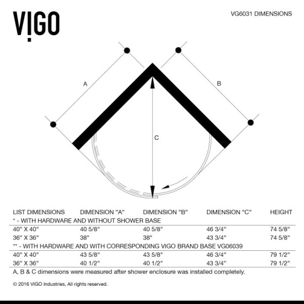 VIGO VG6031STCL36WL Sanibel Round Clear Glass/S. Steel Shower Enclosure