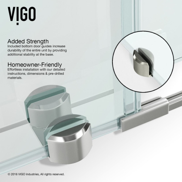 VIGO VG6031STCL36WR Sanibel Glass/S Steel Shower Enclosure Right Sided Door