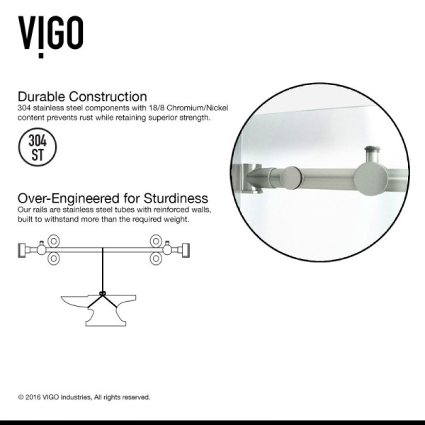 VIGO VG6031STCL36WR Sanibel Glass/S Steel Shower Enclosure Right Sided Door