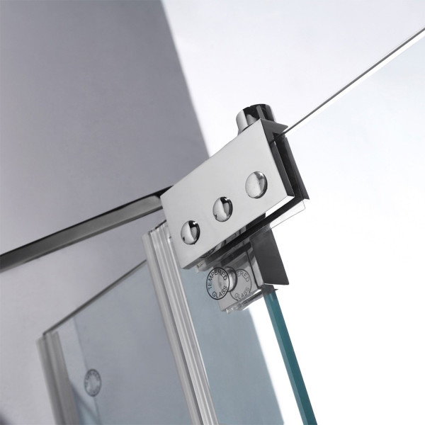 VIGO VG6042CL54 Pirouette 54 Inch Hinged Frameless Clear Glass Shower Door