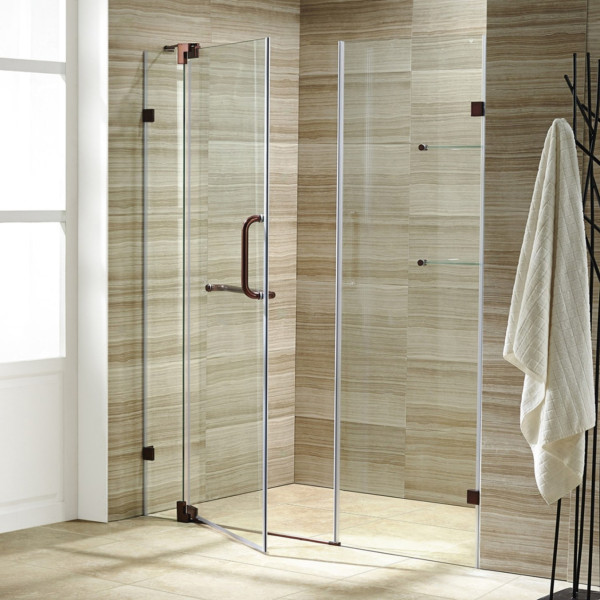 VIGO VG6042CL48 Pirouette Frameless Shower Door With Clear Glass