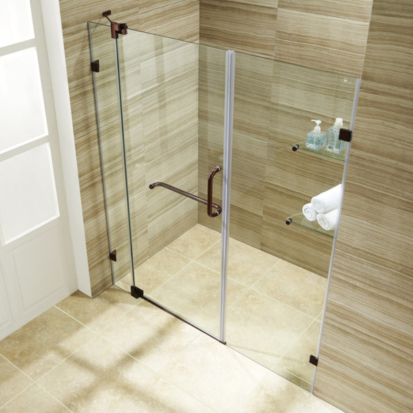 VIGO VG6042CL48 Pirouette Frameless Shower Door With Clear Glass