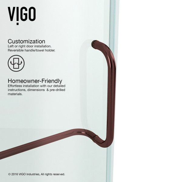VIGO VG6042CL48 Pirouette Frameless Shower Door With Clear Glass