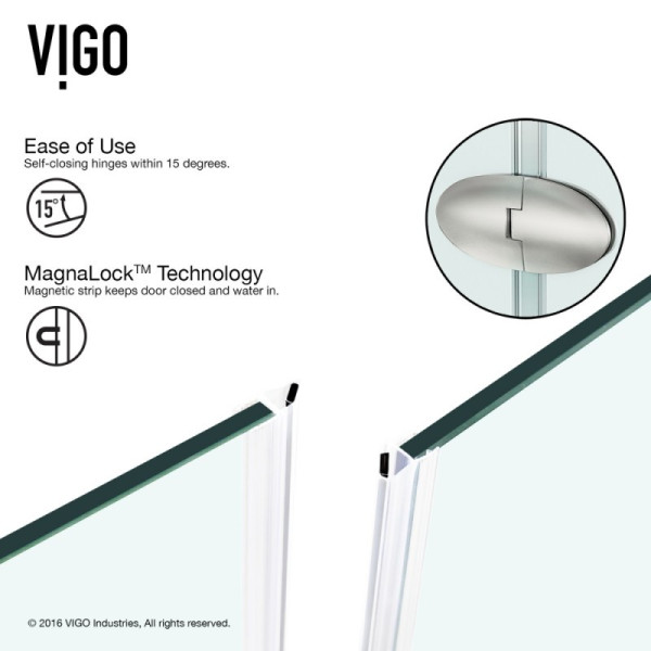 VIGO VG6061CL36W Verona Neo-Angle Hardware Shower Enclosure w/ White Base