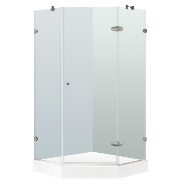 VIGO VG6061CL36W Verona Neo-Angle Hardware Shower Enclosure w/ White Base