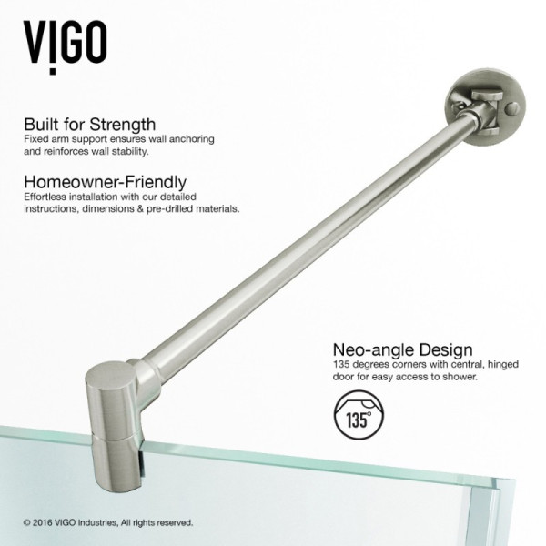 VIGO VG6061CL36WS Verona Neo-Angle Shower Enclosure With Low-Profile Base