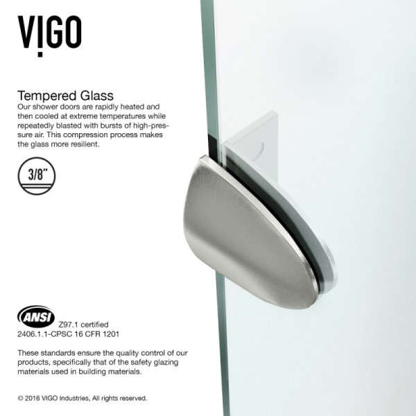VIGO VG6061CL38 Verona Neo-Angle Glass/Chrome Hardware Shower Enclosure