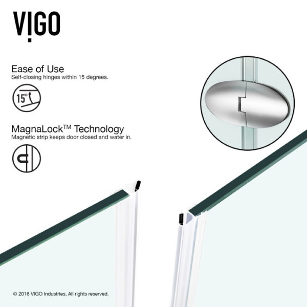 VIGO VG6061CL36W Verona Neo-Angle Hardware Shower Enclosure w/ White Base