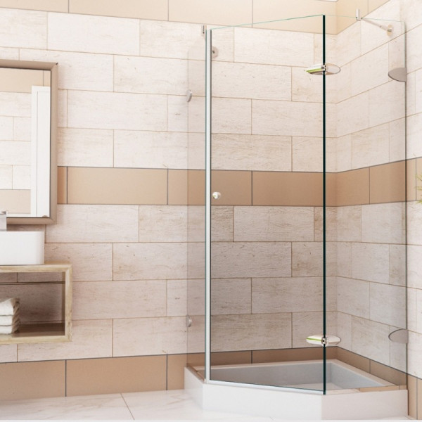 VIGO VG6061CL36W Verona Neo-Angle Hardware Shower Enclosure w/ White Base