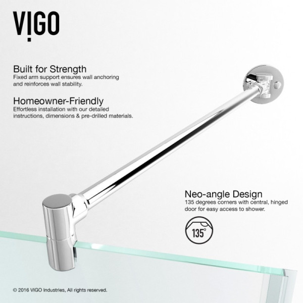 VIGO VG6061CL36WS Verona Neo-Angle Shower Enclosure With Low-Profile Base