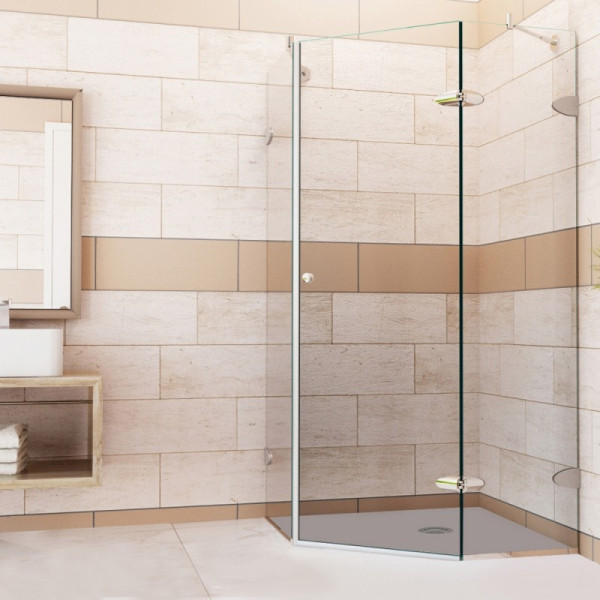 VIGO VG6061CL38 Verona Neo-Angle Glass/Chrome Hardware Shower Enclosure