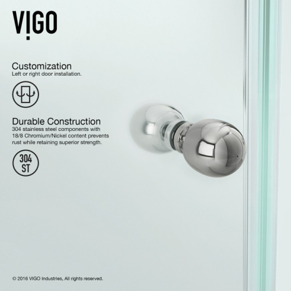 VIGO VG6061CL42 Verona Frameless Neo-Angle Hardware Shower Enclosure