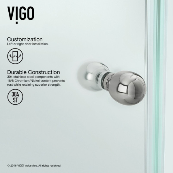 VIGO VG6061CL42WS Verona Neo-Angle Shower Enclosure With Low Profile Base
