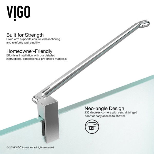 VIGO VG6062CL40WS Piedmont Neo-Angle Shower Enclosure With Low-Profile Base