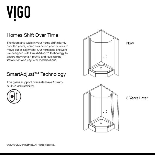 VIGO VG6062CL40WS Piedmont Neo-Angle Shower Enclosure With Low-Profile Base