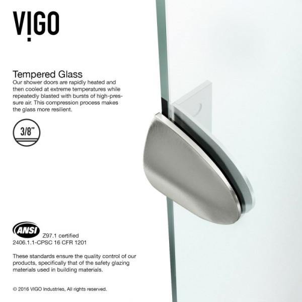 VIGO VG6063CL42 Gemini Frameless Neo-Angle Hardware Shower Enclosure