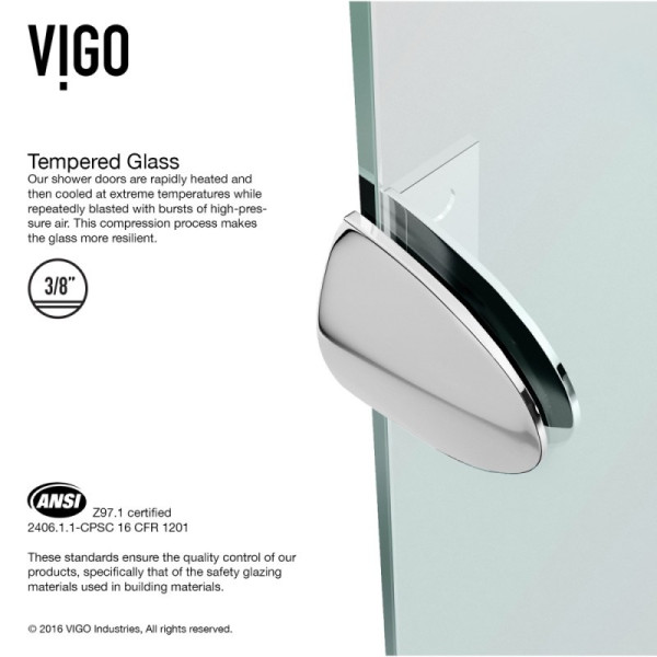 VIGO VG6063CL42 Gemini Frameless Neo-Angle Hardware Shower Enclosure