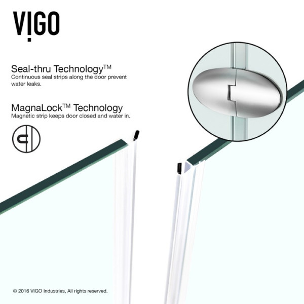 VIGO VG6063CL42 Gemini Frameless Neo-Angle Hardware Shower Enclosure