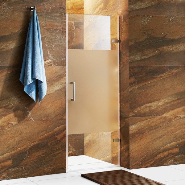VIGO VG6072CMC28 Adjustable Frameless Shower Door With Privacy Panel Glass