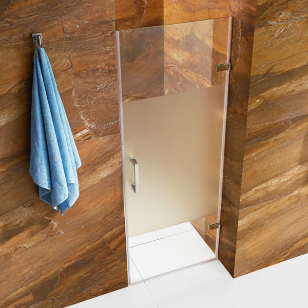 VIGO VG6072CMC28 Adjustable Frameless Shower Door With Privacy Panel Glass