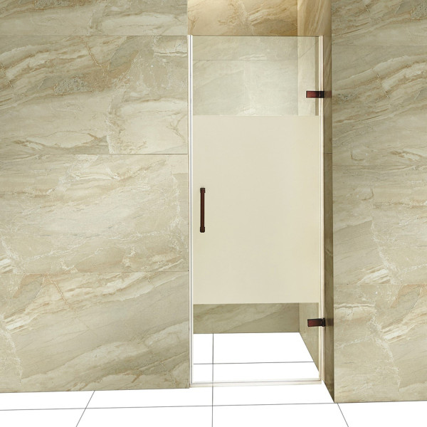 VIGO VG6072CMC28 Adjustable Frameless Shower Door With Privacy Panel Glass
