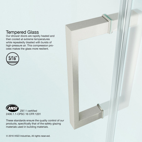 VIGO VG6072CL28 SoHo 28 Inch Adjustable Clear Glass Frameless Shower Door