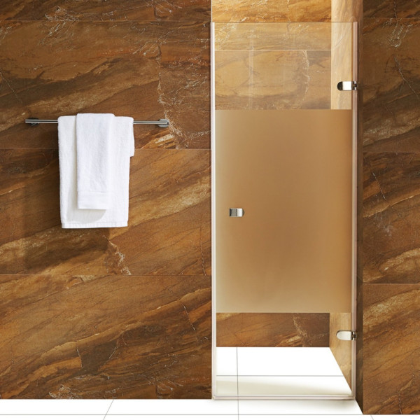 VIGO VG6073CMC28 Tempo Hinged Frameless Shower Door w/ Privacy Panel Glass