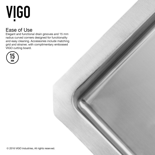 Vigo VGR3019C 30''. Stainless Steel Undermount Sink