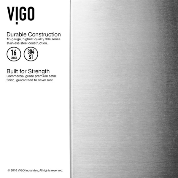 VIGO VGR3219CK1 32" Undermount Stainless Kitchen Sink w/ Grid and Strainer