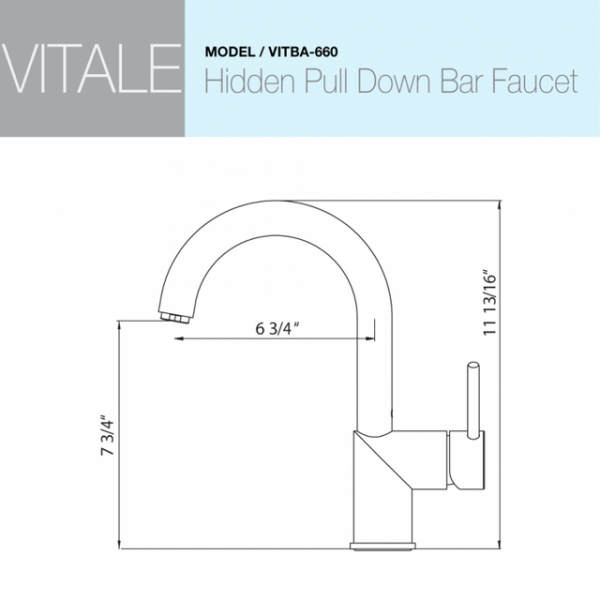 Houzer VITBA-660 Vitale Bar Faucet with CeraDox Technology