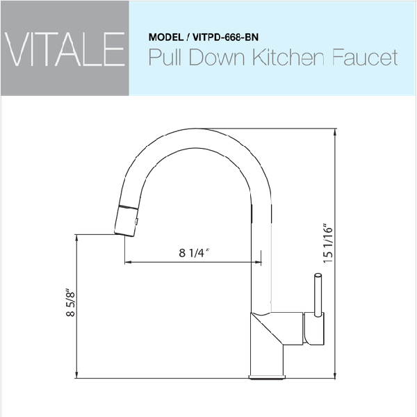 Houzer VITPD-668 Vitale Pull Down Kitchen Faucet with CeraDox Technology