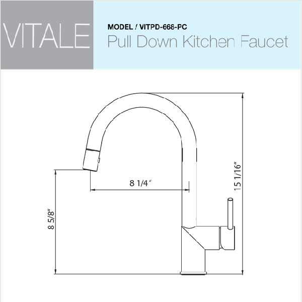 Houzer VITPD-668 Vitale Pull Down Kitchen Faucet with CeraDox Technology
