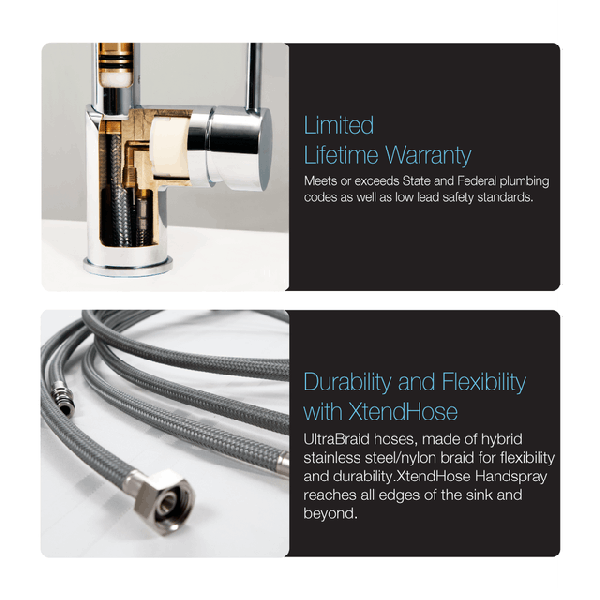 Houzer VITPD-668 Vitale Pull Down Kitchen Faucet with CeraDox Technology