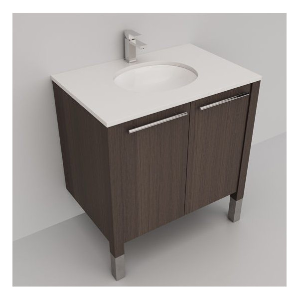 Cantrio Koncepts VS-EM Quartz Top Bathroom Vanity Set In Brown With Undermount Sink