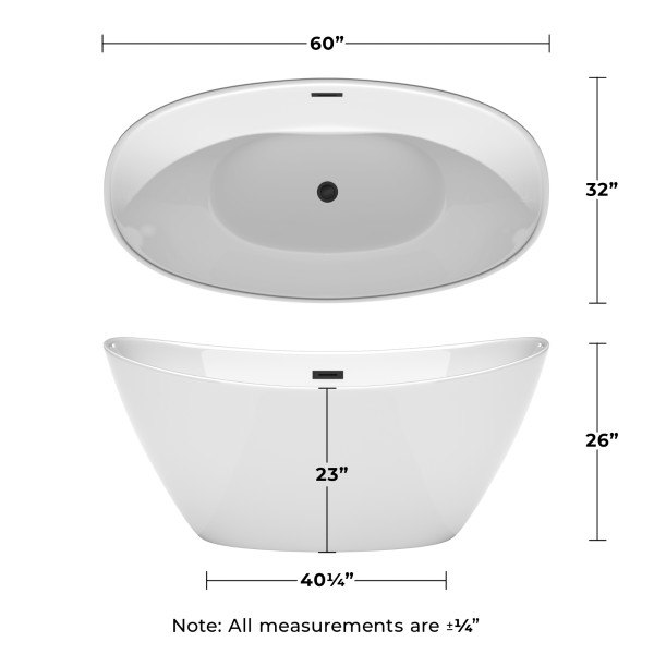 Wyndham WCBTE652060MBTRIM Dorrit 60" Bathtub with Matte Black Drain & Trim